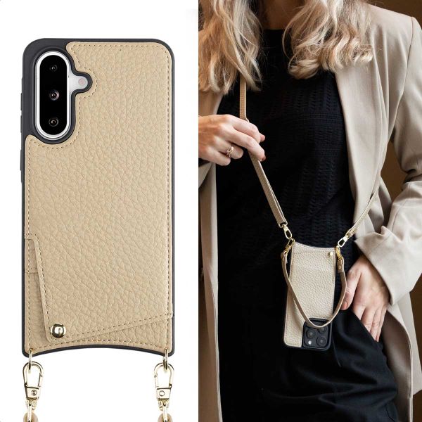 Selencia Cover per telefono Nova con cordino e portacarte Samsung Galaxy A36 / A56 - Beige