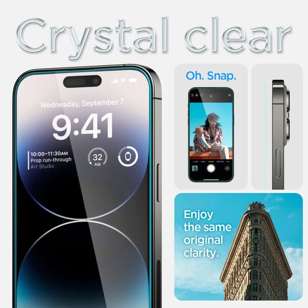 Spigen Vetro temperato GLAStR EZ Fit, confezione da 2 + Applicatore Apple iPhone 14 Pro