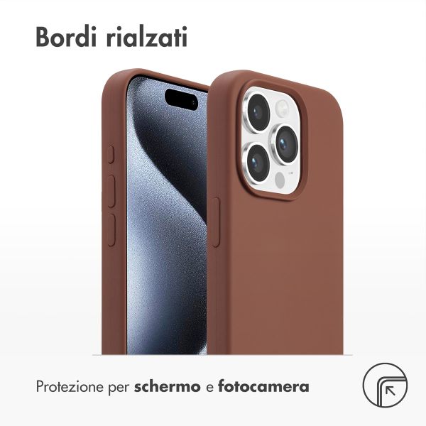 Accezz Cover in silicone liquido con MagSafe Apple iPhone 15 Pro - New Tea Brown