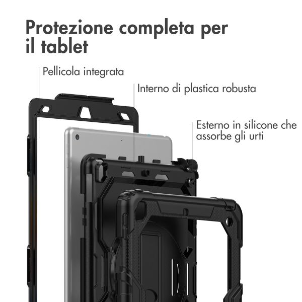 Accezz Cover Posteriore Resistente con tracolla Apple iPad 9 (2021) 10.2 pollici / iPad 8 (2020) 10.2 pollici / iPad 7 (2019) 10.2 pollici - Nero