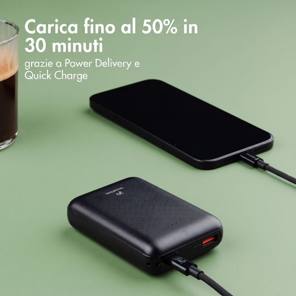 imoshion Powerbank compatta da 10.000 mAh – Powerbank piccola – Quick Charge e Power Delivery – Nero