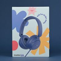 imoshion Cuffie per bambini con filo - cavo AUX - limitatore di decibel - Denim Blue