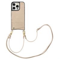 Selencia Cover per telefono Nova Croco con cordino e portacarte Apple iPhone 15 Pro - Beige