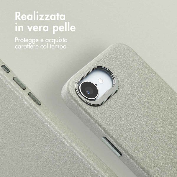 Accezz Cover in Pelle con MagSafe Apple iPhone 17e / 16e - Light Grey