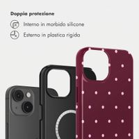 Selencia Cover posteriore Vivid con MagSafe Apple iPhone 14 - Happy Dots Burgundy