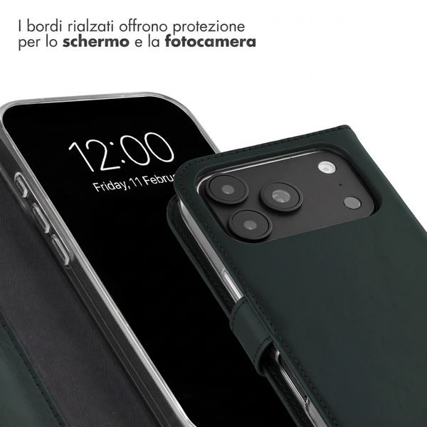 Selencia Cover a libro in vera pelle Apple iPhone 18 Pro Max / 17 Pro Max - Verde