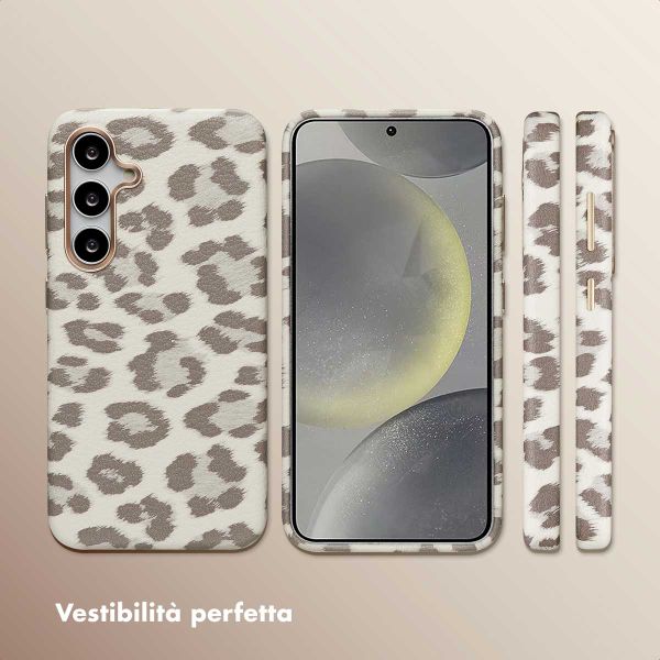 Selencia Cover Sabi Stampa pantera con MagSafe Samsung Galaxy S24 - Soft Ivory
