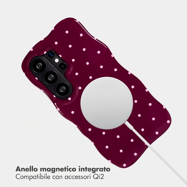 Selencia Cover Vivid Wavy con MagSafe Samsung Galaxy S26 Ultra - Happy Dots Burgundy