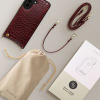 Selencia Cover per telefono Nova Croco con cordino e portacarte Samsung Galaxy A57 (5G) - Burgundy