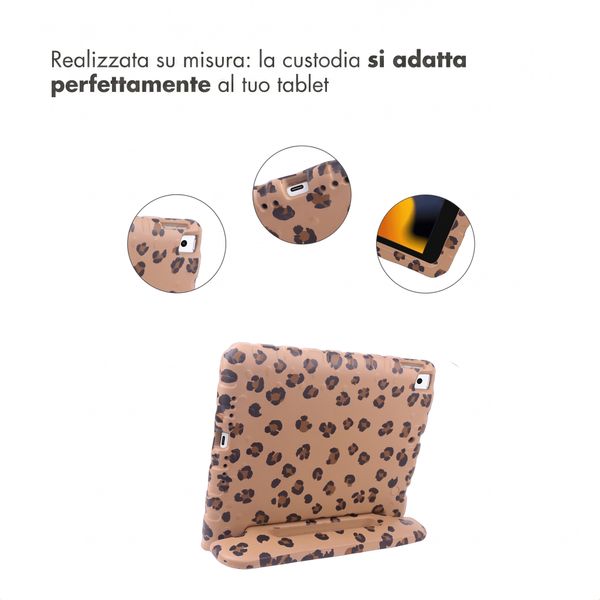 imoshion Cover Posteriore Kidsproof Design con maniglia Apple iPad 9 (2021) 10.2 pollici / iPad 8 (2020) 10.2 pollici / iPad 7 (2019) 10.2 pollici - Stampa pantera