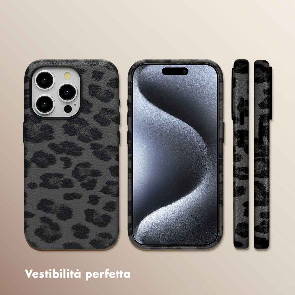 Selencia Cover Sabi Stampa pantera con MagSafe Apple iPhone 15 Pro - Midnight Black