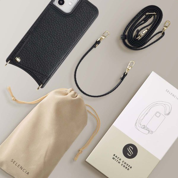 Selencia Cover per telefono Nova con cordino e portacarte Apple iPhone 12 (Pro) - Nero