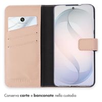Selencia Cover a libro in vera pelle Samsung Galaxy S26 - Dusty Pink
