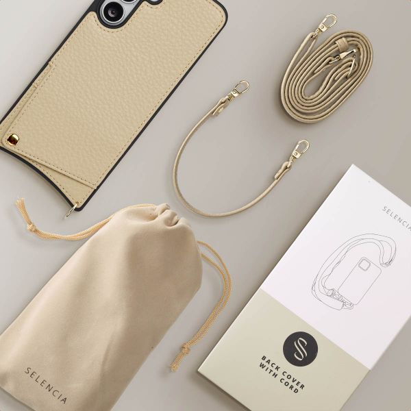 Selencia Cover per telefono Nova con cordino e portacarte Samsung Galaxy S25 FE - Beige