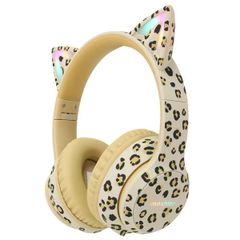 imoshion Special Edition - Cuffie wireless per bambini LED Light Cat Ear - Limitatore di Decibel - Con cavo AUX - Leopardo
