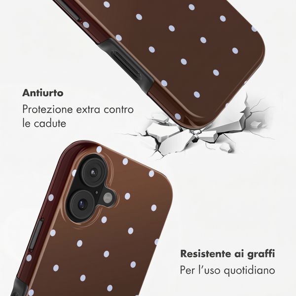 Selencia Cover posteriore Vivid con MagSafe Apple iPhone 16 - Happy Dots Chocolate