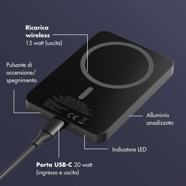 Selencia Vivid Powerbank 5.000 mAh - MagSafe e Qi - Black / Swirl Black
