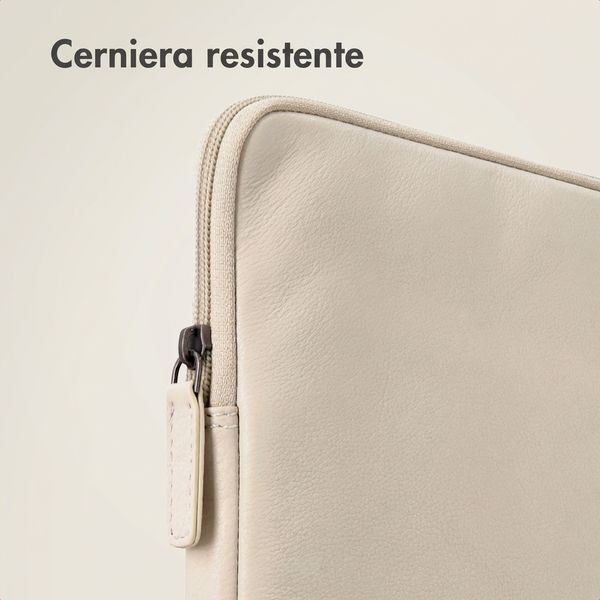 Accezz Custodia per laptop Leather con cerniera 13-14 pollici - Beige