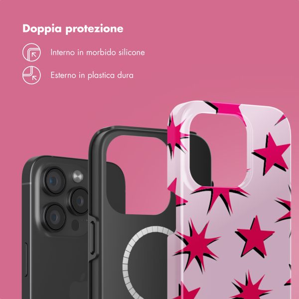 Selencia Cover posteriore Vivid con MagSafe Apple iPhone 15 Pro - Stars Rubine Red Light Pink
