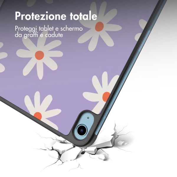 imoshion Cover Trifold Design Apple iPad 11 (2025) 11 pollici A16 / iPad 10 (2022) 10.9 pollici - Flowers Distance