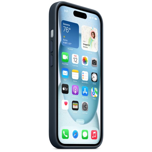 Apple Cover Posteriore FineWoven con MagSafe Apple iPhone 15 - Pacific Blue