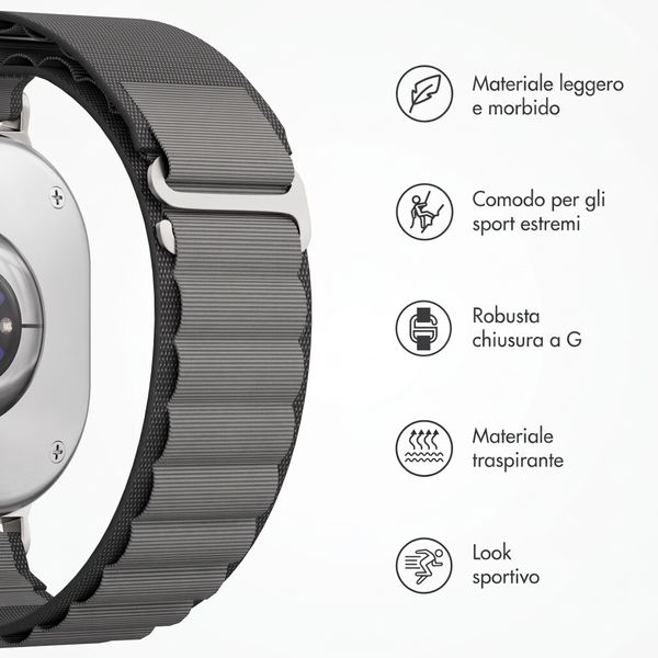 Accezz Cinturino in nylon Alpine Samsung Galaxy Watch 9 (40/44mm) / Watch 8 (40/44mm) / Classic (46mm) - Dark Grey