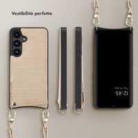 Selencia Cover per telefono Nova Croco con cordino e portacarte Samsung Galaxy S24 - Beige