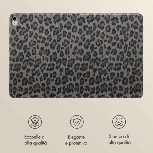 Selencia Libreria Sabi con stampa leopardata Apple iPad Air 11 pollici (2026) M4 / (2025) M3 / (2024) M2 / Air 5 (2022) / Air 4 (2020) - Midnight Black