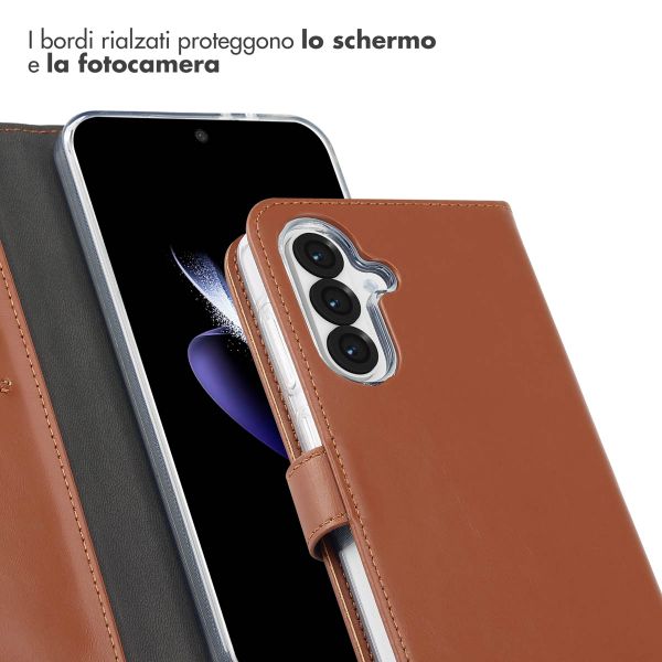 Selencia Cover a libro in vera pelle Samsung Galaxy A36 / A56 - Marrone chiaro