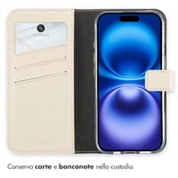 Selencia Cover a libro in vera pelle Apple iPhone 16 - Greige