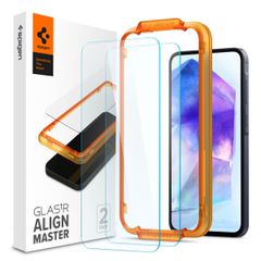 Spigen Vetro temperato GLAStR EZ Fit, confezione da 2 + Applicatore Samsung Galaxy A55