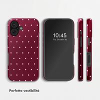 Selencia Cover posteriore Vivid con MagSafe Apple iPhone 16 - Happy Dots Burgundy