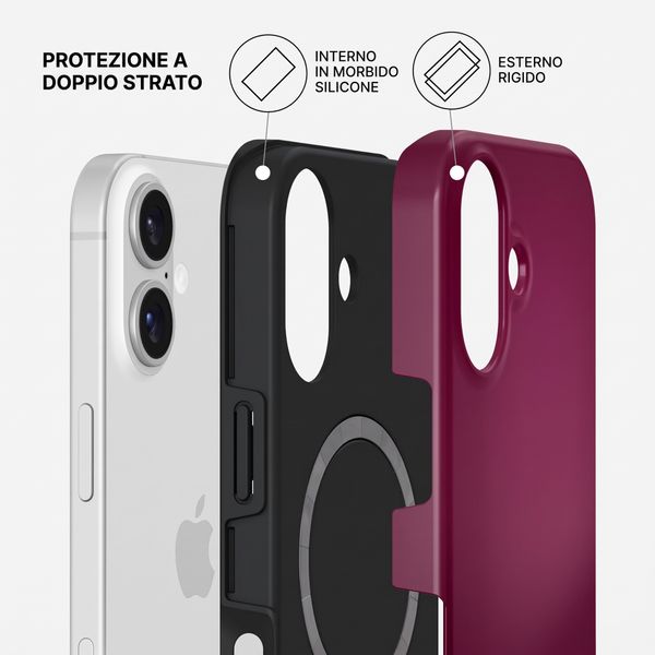 Burga Cover Posteriore Resistente con MagSafe Apple iPhone 16 - Dark Cherry