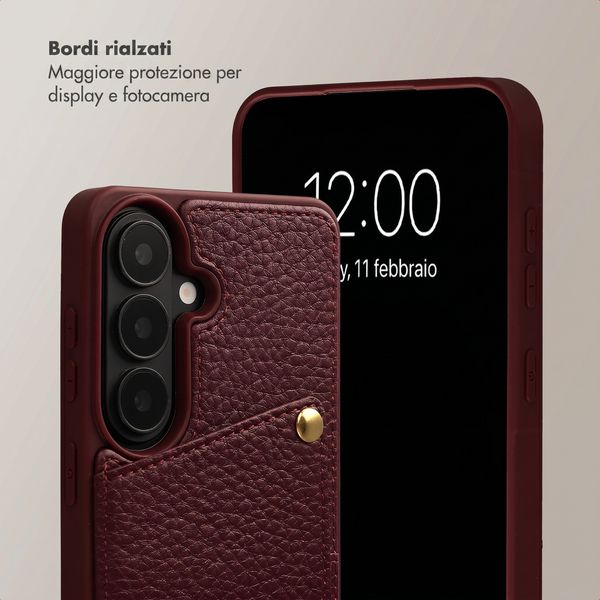 Selencia Cover per telefono Nova con cordino e portacarte Samsung Galaxy S26 - Bold Burgundy