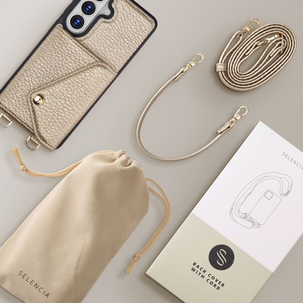 Selencia Cover per telefono Sera con cordino e portacarte a busta Samsung Galaxy S26 FE - Champagne