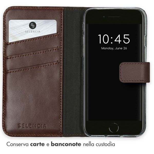Selencia Cover a libro in vera pelle Apple iPhone SE (2022 / 2020) / 8 / 7 / 6(s) - Marrone
