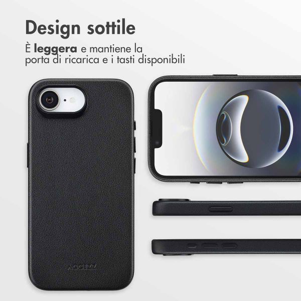 Accezz Cover in Pelle con MagSafe Apple iPhone 17e / 16e - Onyx Black