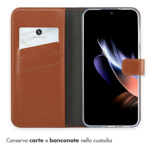Selencia Cover a libro in vera pelle Samsung Galaxy A36 / A56 - Marrone chiaro
