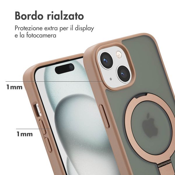 Accezz Cover con anello e supporto con MagSafe Apple iPhone 15 - Marrone