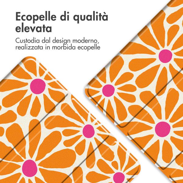imoshion Cover Trifold Design Apple iPad 9 (2021) 10.2 pollici / iPad 8 (2020) 10.2 pollici / iPad 7 (2019) 10.2 pollici - Orange Flower Connect