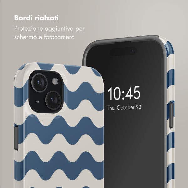 Selencia Cover posteriore Vivid con MagSafe Apple iPhone 15 - Wave Vibes Classic Blue