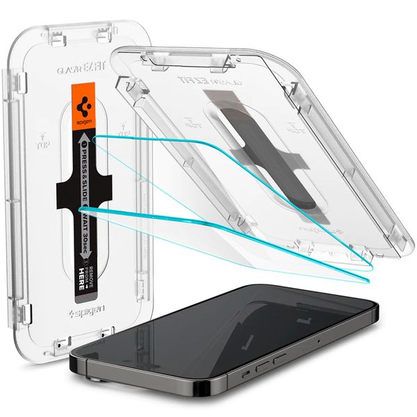 Spigen Vetro temperato GLAStR EZ Fit, confezione da 2 + Applicatore Apple iPhone 14 Pro