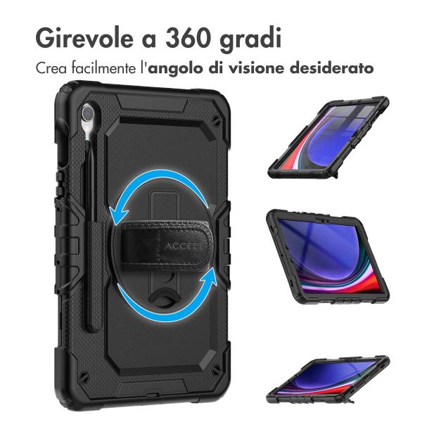 Accezz Cover Posteriore Resistente con tracolla Samsung Galaxy Tab S10 Lite / S9 11 pollici / S10 FE / S9 FE 10.9 pollici - Nero