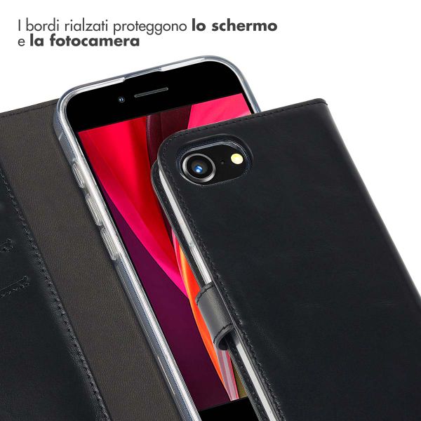 Selencia Cover a libro in vera pelle Apple iPhone 17e / 16e - Nero