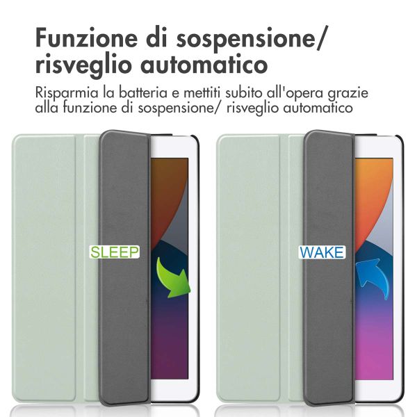 imoshion Cover a libro Trifold Apple iPad 9 (2021) 10.2 pollici / iPad 8 (2020) 10.2 pollici / iPad 7 (2019) 10.2 pollici - Verde chiaro