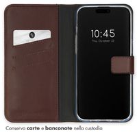Selencia Cover a libro in vera pelle Apple iPhone 15 Pro - Marrone
