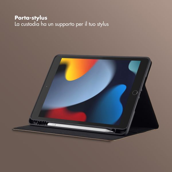 Selencia Cover Riva Apple iPad 9 (2021) 10.2 pollici / iPad 8 (2020) 10.2 pollici / iPad 7 (2019) 10.2 pollici - Mocha Brown