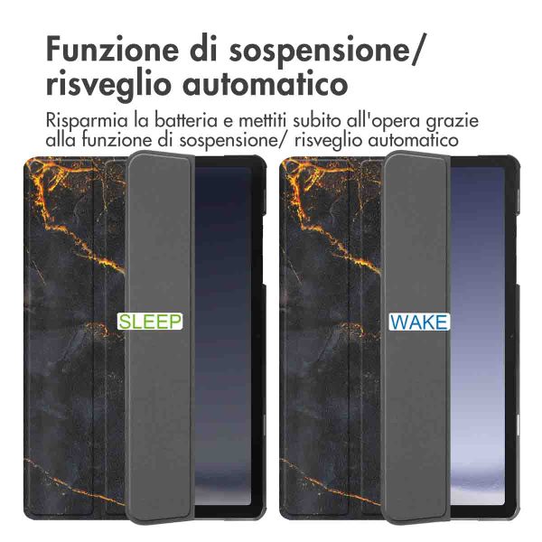 imoshion Cover Trifold Design Samsung Galaxy Tab A9 Plus - Black Marble