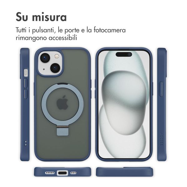 Accezz Cover con anello e supporto con MagSafe Apple iPhone 15 - Blu