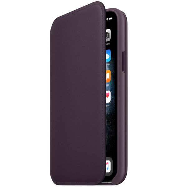 Apple Cover a libro in Pelle con Chiusura Apple iPhone 11 Pro - Melanzana